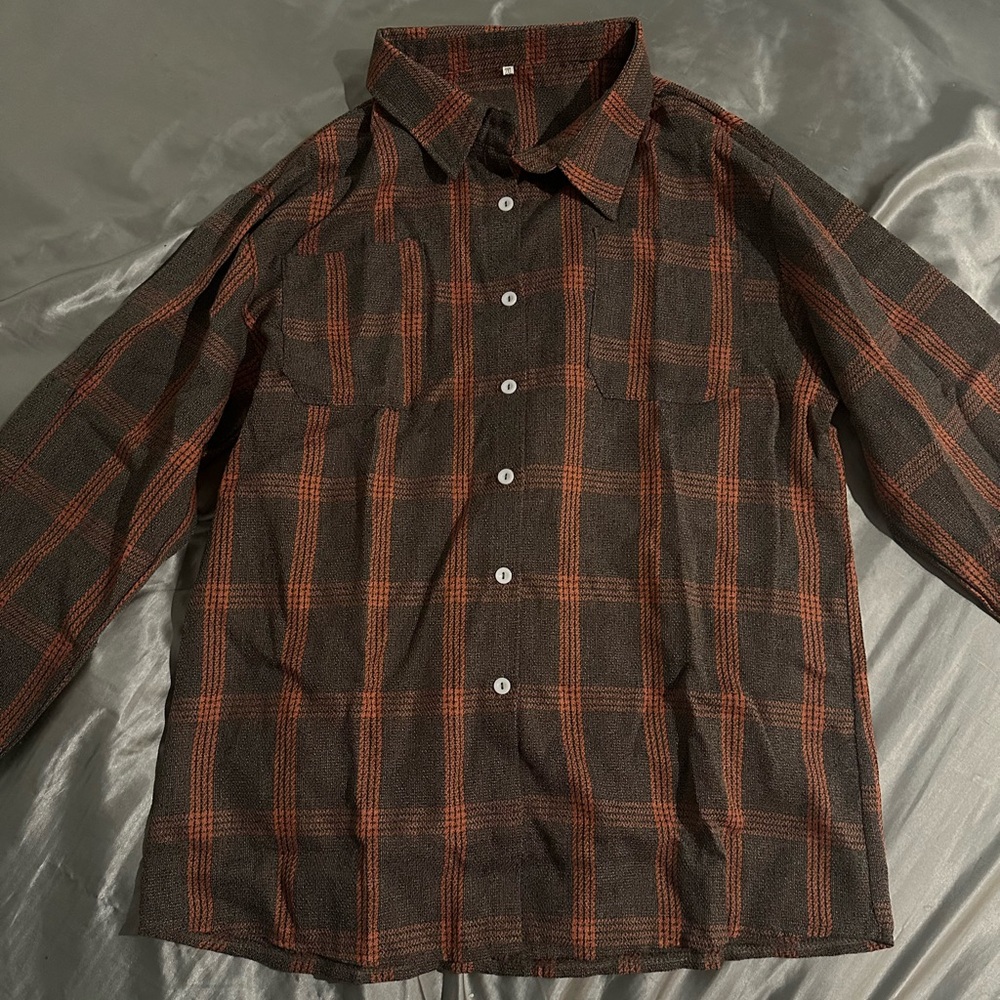 Artisio Miles Timeless Brown and Orange Plaid Button-Up Shirt. EU Sizing.